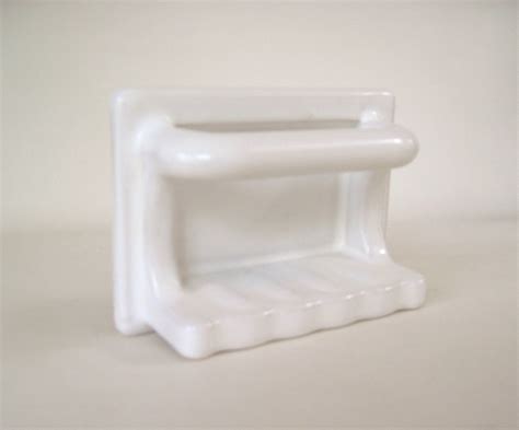 White Ceramic Soap Dish Shower Bathtub 1940s Bathroom Tile