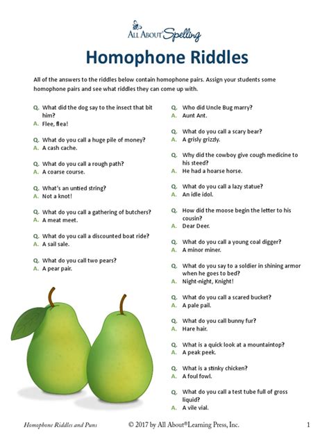 Homophone Riddles and Puns