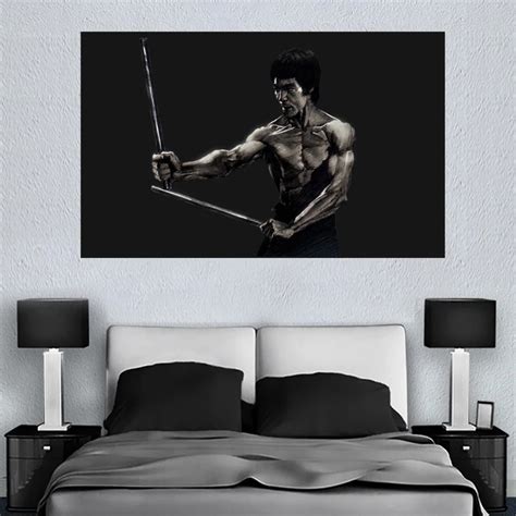 Famous Kung Fu Superstar Bruce Lee Canvas Painting Home Decoration ...