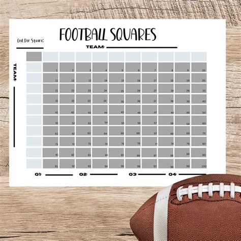 Printable Super Bowl Squares Game/football Squares/ Superbowl Boxes ...