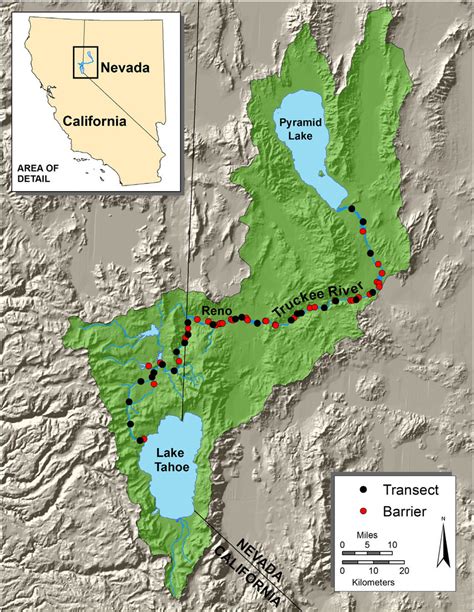 The Truckee River watershed in eastern California and western Nevada ...