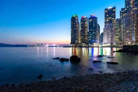 Marine City At Night, Busan Skyline Stock Image - Image of landmark ...