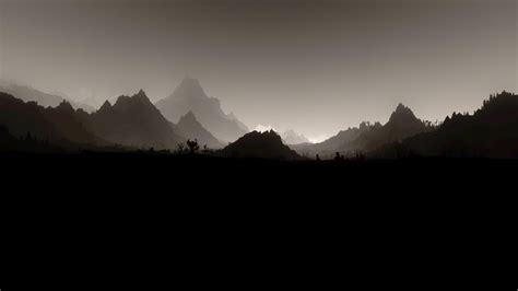 The Elder Scrolls Skyrim landscape a in monochrome minimalistic … | Fondo de pantalla del ...