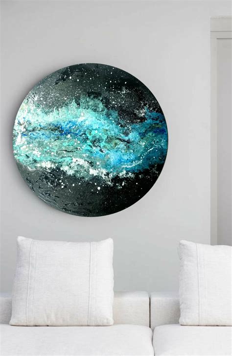 Large Round Abstract Original Painting Space Wallartflowart - Etsy