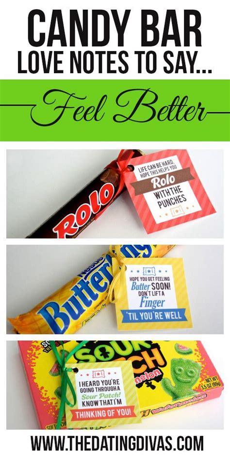 Clever Candy Puns & Candy Quotes (+ Free Printables) | Candy quotes, Candy bar gifts, Get well gifts