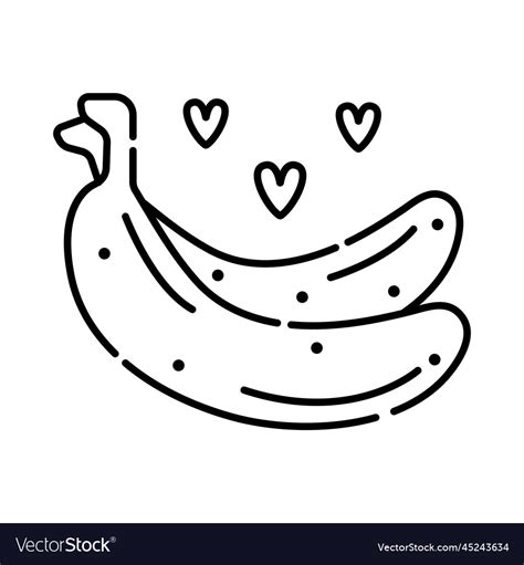 Two black outline bananas love to fruits Vector Image