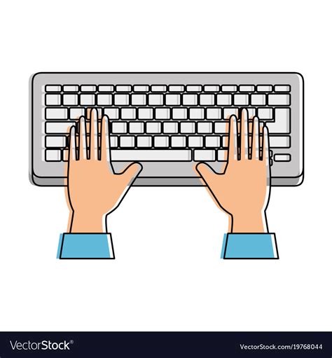 Computer keyboard with hands user Royalty Free Vector Image