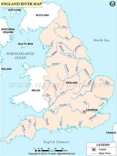 Rivers in England Map | England River Map | England map, Map of britain ...