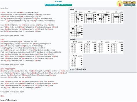 Chord: Clown - tab, song lyric, sheet, guitar, ukulele | chords.vip