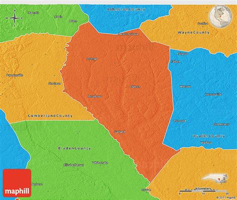 Political 3D Map of Sampson County