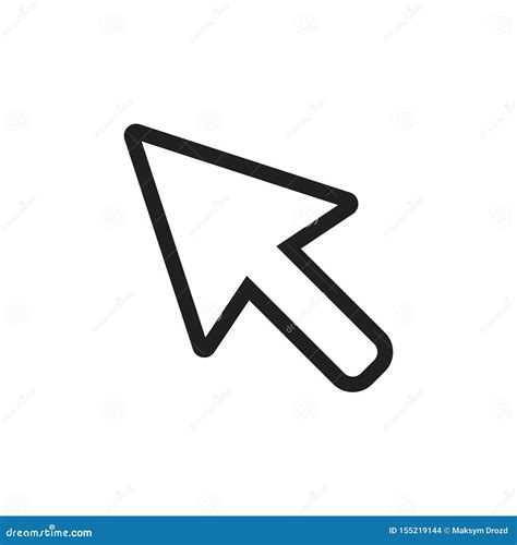 Computer Mouse Cursor Line Icon in Flat Style. Arrow Cursor Vector ...