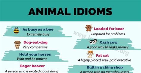 Animal Idioms: 20+ Interesting Animal Idioms with Meanings - Love English