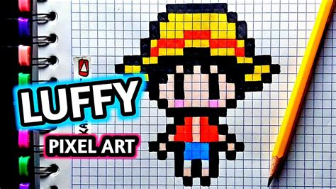 Como Dibujar A LUFFY One Piece | PASO A PASO FACIL | pixel art | how to draw Luffy kawaii - YouTube