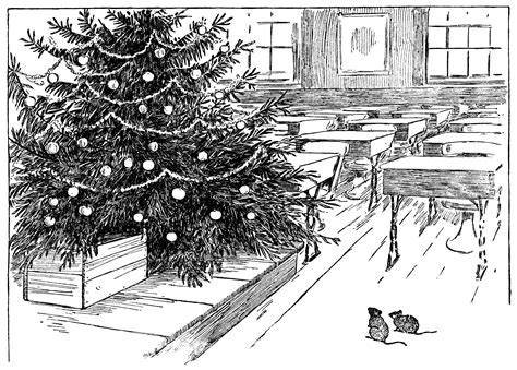 Vintage Christmas Tree Clip Art Black And White