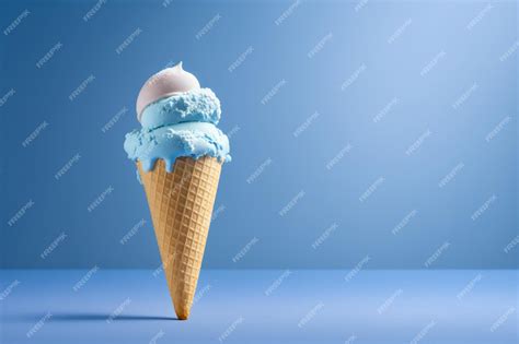 Premium Photo | A blue ice cream cone with a scoop of blue ice cream on ...