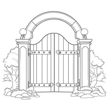 Gate Coloring Pages Best Of 004 Outline Sketch Drawing Vector, Wing ...