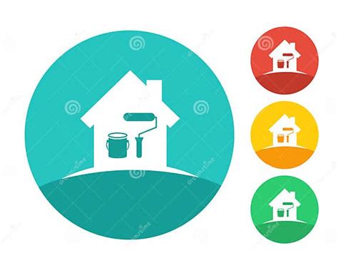 Circle Logo with House and Painting Tools Stock Vector - Illustration of professional, tools ...