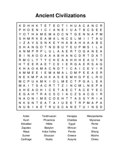 Ancient Civilizations Word Search