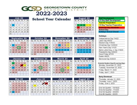 Georgetown Multi Year Calendar