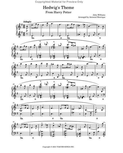 sheet music with the words hedwig's theme