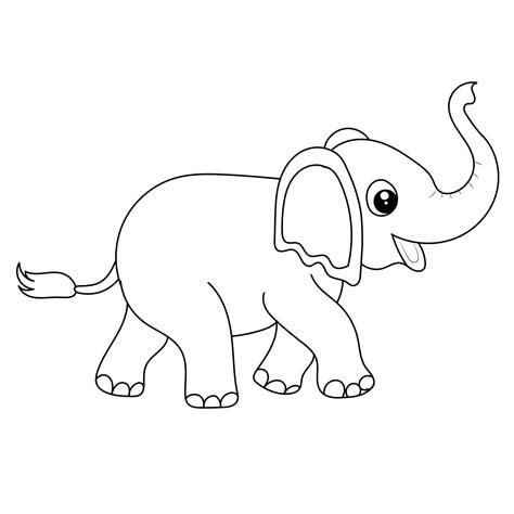 Elephant coloring page for kids Hand drawn elephant outline illustration 23002271 Vector Art at ...