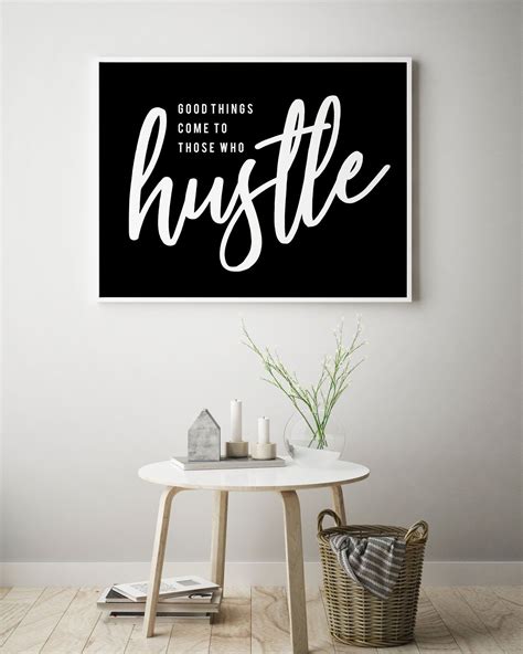 Office Wall Art Hustle Quote Black Typography Poster | Etsy Office Wall Decor, Office Walls ...