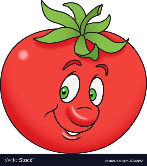 Cheerful fresh tomato cartoon character. On white background. Download a Free Preview or High ...