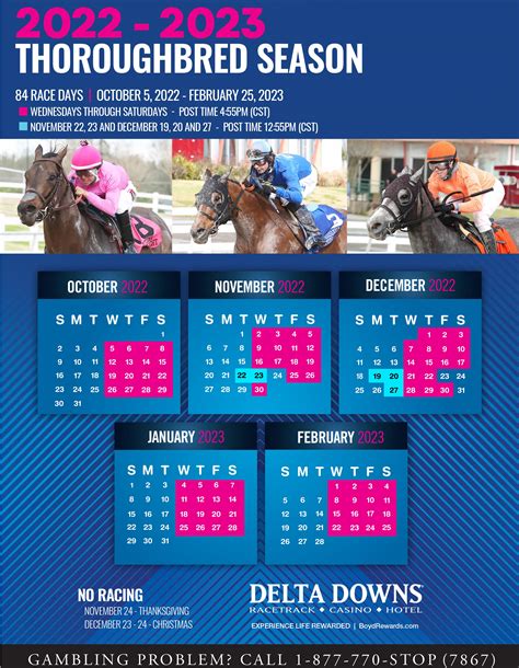 Delta Downs Horse Racing Calendar - Pen Leanor