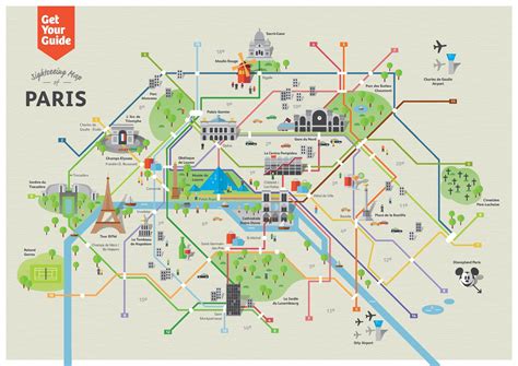 Paris places to visit map - Places to visit Paris map (Île-de-France - France)
