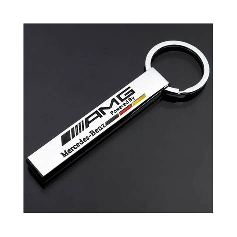 Mercedes Benz AMG Logo Metal KeyChain Keyring Fob Silver Strip Shape - TuningLinieTM