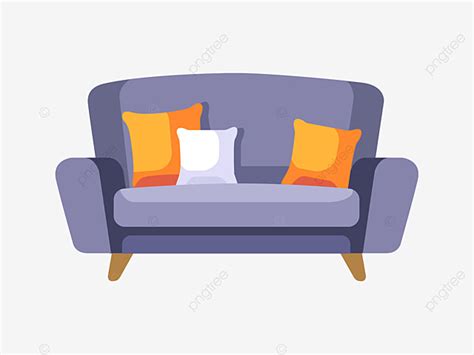 Cartoon Sofa Vector PNG Images, Flat Cartoon Vector Sofa, Flat, Simple ...