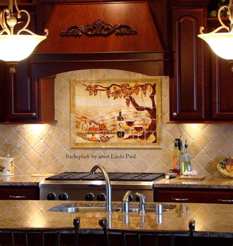 The Vineyard Tile Murals - Tuscan Wine Tiles - Kitchen Backsplashes