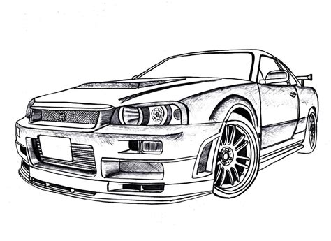 Gtr Coloring Pages Downloadable | Educative Printable | Gtr r34, Gtr ...