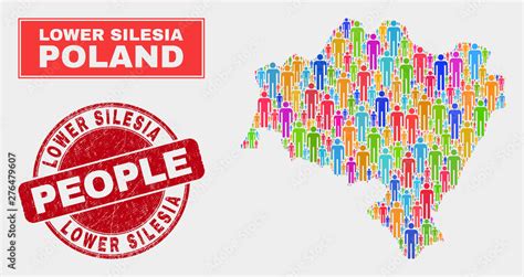 Demographic Lower Silesia Province map abstraction. People bright ...