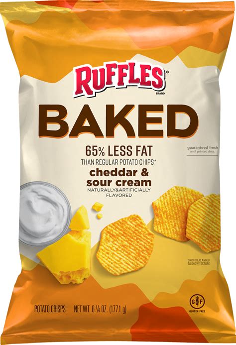 Ruffles® BAKED Cheddar & Sour Cream Flavored Potato Crisps | FritoLay