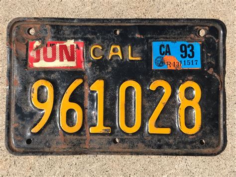 Vintage Sixties California Motorcycle License Plate 8 X 5