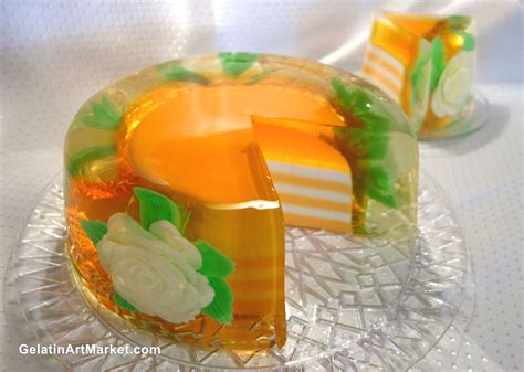 Gelatin Art Cake - Flowers Drawn in Gelatin http://gelatinartmarket.com | Gelatin, Jelly cake ...