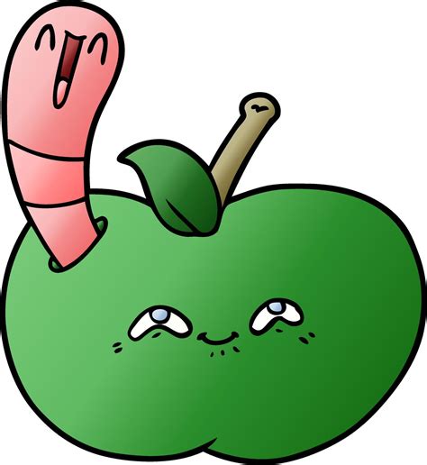 cartoon worm in happy apple 12423584 Vector Art at Vecteezy