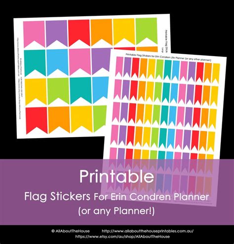 Printable Calendar / Planner Stickers Flags for Erin Condren | Etsy