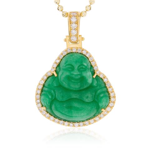 14k Yellow Gold 1.5ct Diamond Jade Buddha Pendant - Shyne Jewelers | Buddha pendant, Custom ...