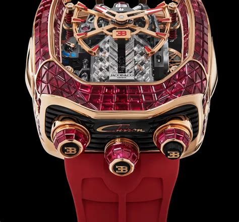 Bugatti Chiron Tourbillon Baguette Ruby Sapphires Rose Gold | Jacob & Co