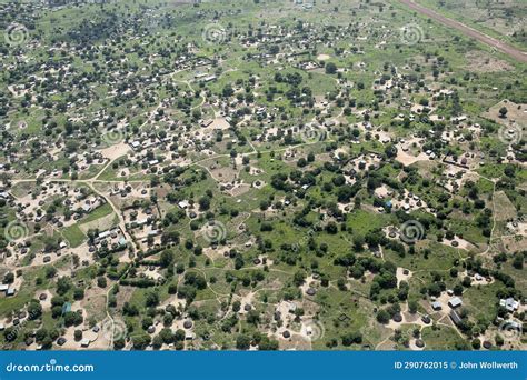 Aerial View of Buildings and Huts in the Village of Torit, South Sudan ...