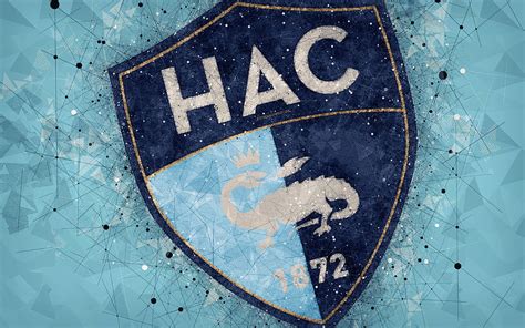 Le Havre FC, logo, geometric art, French football club, blue abstract ...