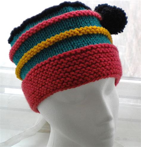 Knit Hat PATTERN With Pom Poms / Knit Scrap Yarn Hat Pattern / - Etsy