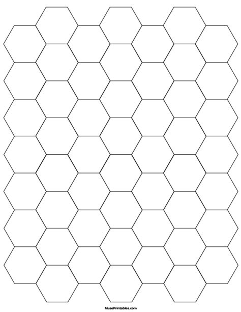 Printable 3/4 Inch Black Hexagon Graph Paper for Letter Paper