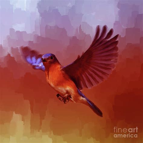 Blue Bird Flying Painting by Gull G - Pixels