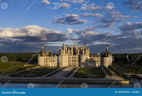 Aerial View of the Castle of Chambord with Its New French Gardens ...