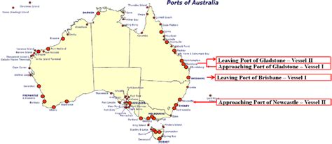 Map of Australian ports, and port locations of Brisbane, Gladstone and... | Download Scientific ...