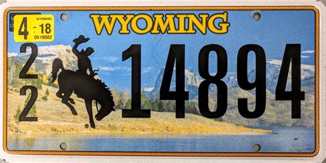 2018 Wyoming License Plate (22 14894)