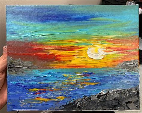 Cross at Sunset Painting 16 x 20 Acrylic on Stretched Canvas | Etsy | Sunset painting, Stone ...